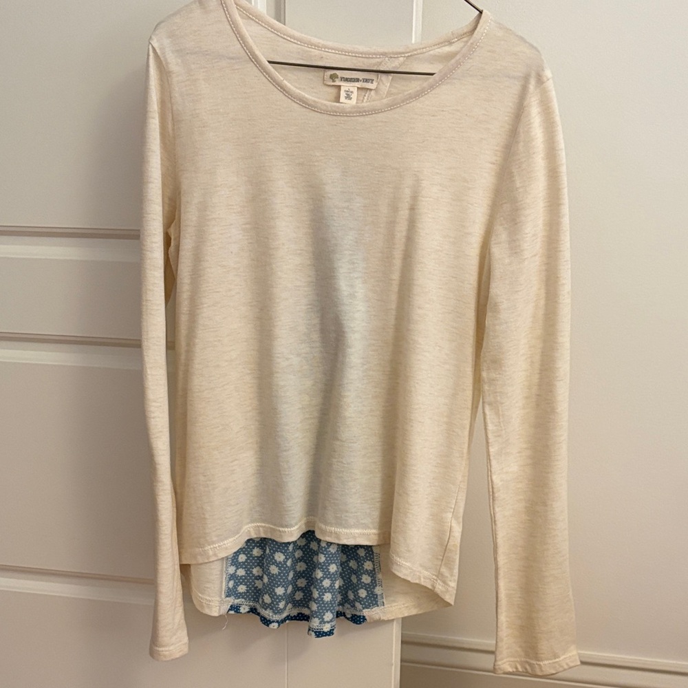 Tucker + Tate Cream Top with Blue Accents